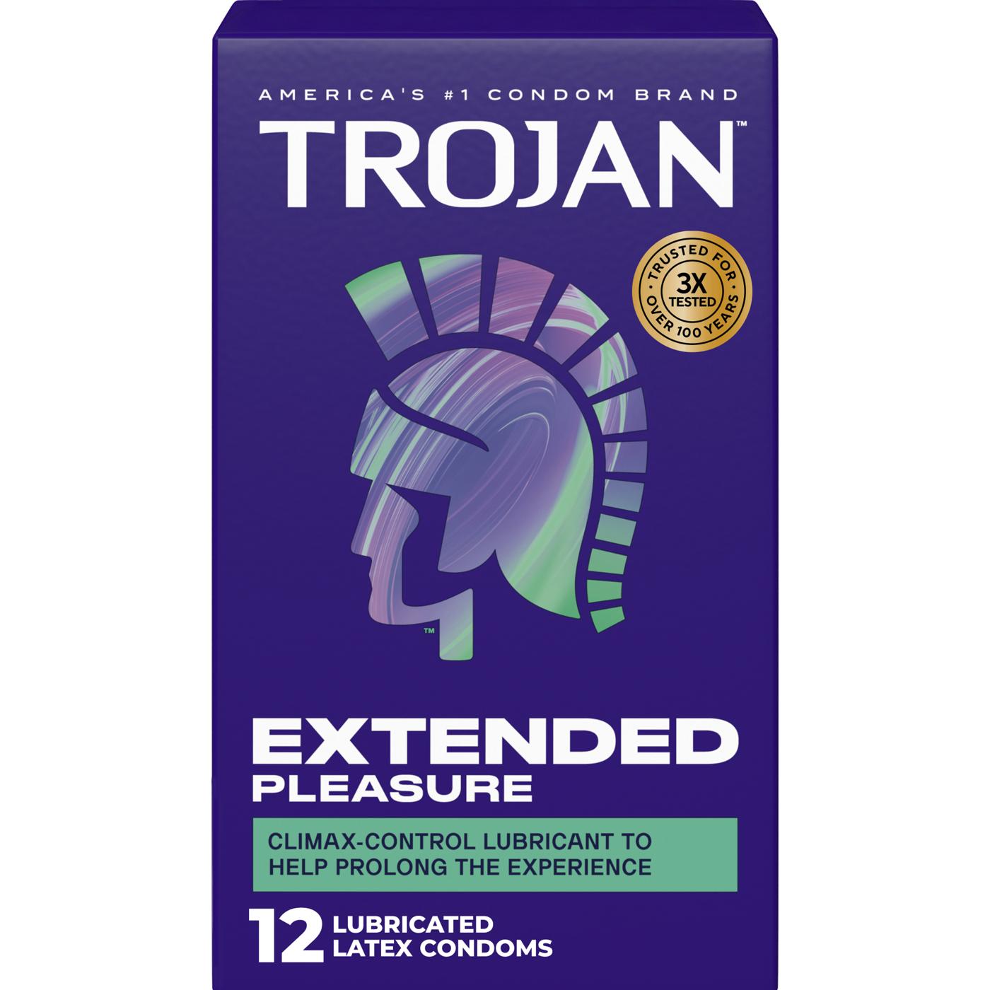 Trojan Extended Pleasure Climax Control Lubricated Condoms; image 1 of 9