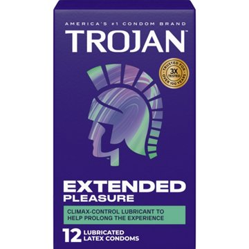 Trojan Extended Pleasure Climax Control Lubricated Condoms, 12 ct