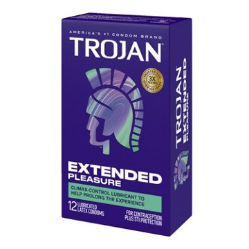 Trojan Extended Pleasure Climax Control Lubricated Condoms, 12 ct