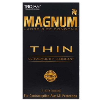 Trojan Magnum Thin Lubricated Condoms, 12 ct