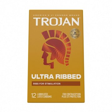 Trojan Ultra Ribbed Lubricated Condoms, 12 ct