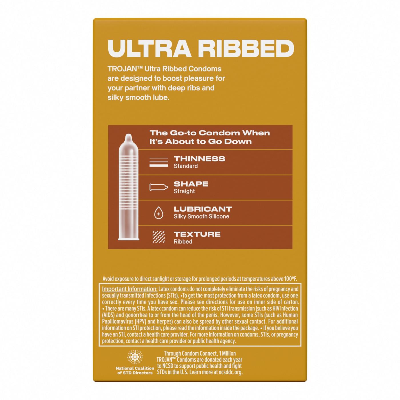 Trojan Ultra Ribbed Lubricated Condoms; image 5 of 8