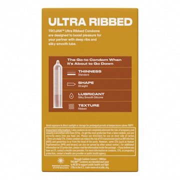 Trojan Ultra Ribbed Lubricated Condoms, 12 ct