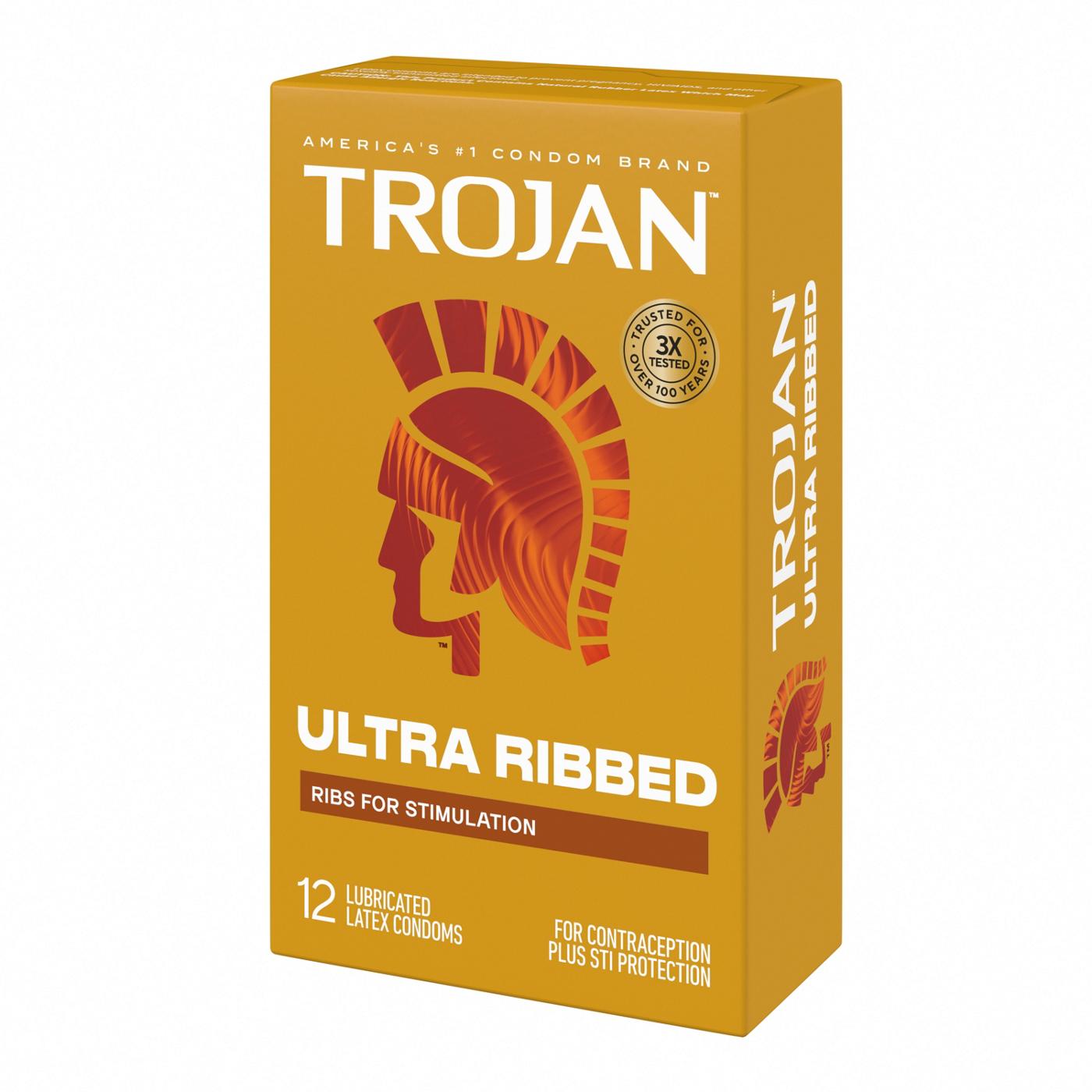 Trojan Ultra Ribbed Lubricated Condoms; image 8 of 8