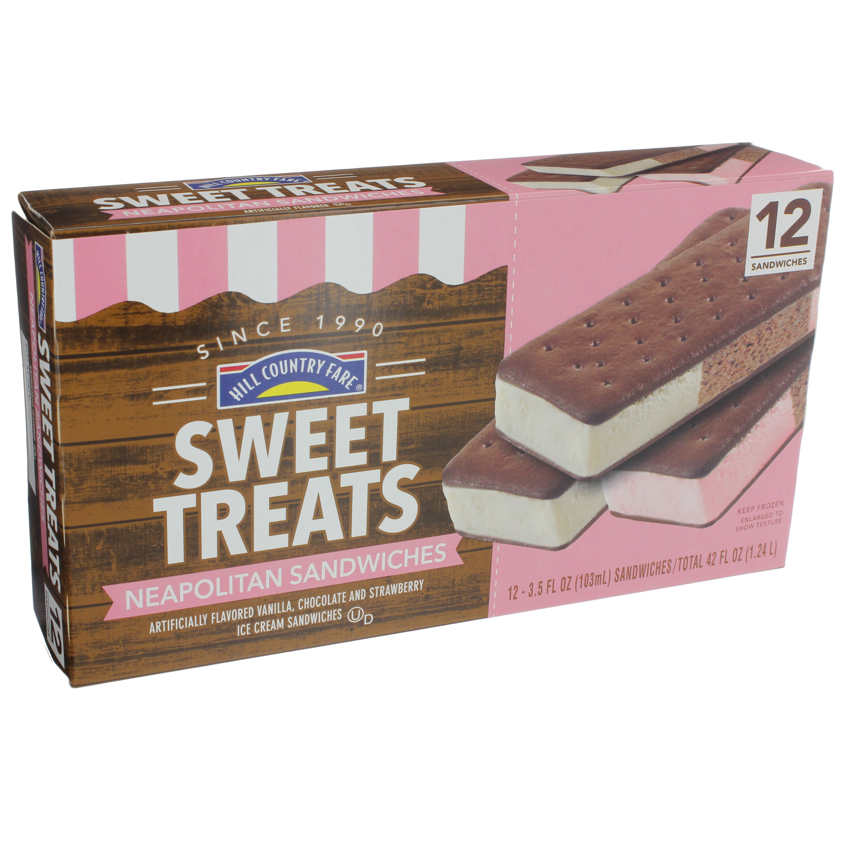 Hill Country Fare Sweet Treats Neapolitan Ice Cream Sandwiches