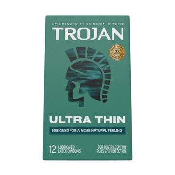 Trojan Ultra Thin Lubricated Condoms, 12 ct
