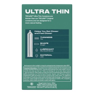 Trojan Ultra Thin Lubricated Condoms, 12 ct