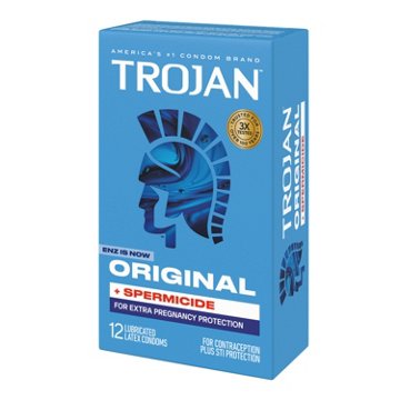 Trojan ENZ Spermicidal Lubricant Condoms, 12 ct