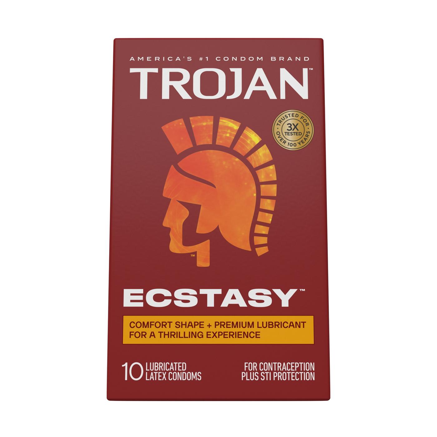 Trojan Ecstasy Ultra Ribbed Lubricated Condoms; image 1 of 8