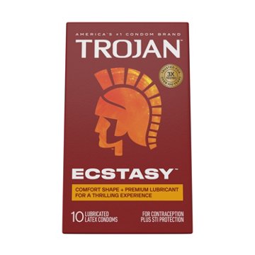 Trojan Ecstasy Ultra Ribbed Lubricated Condoms, 10 ct