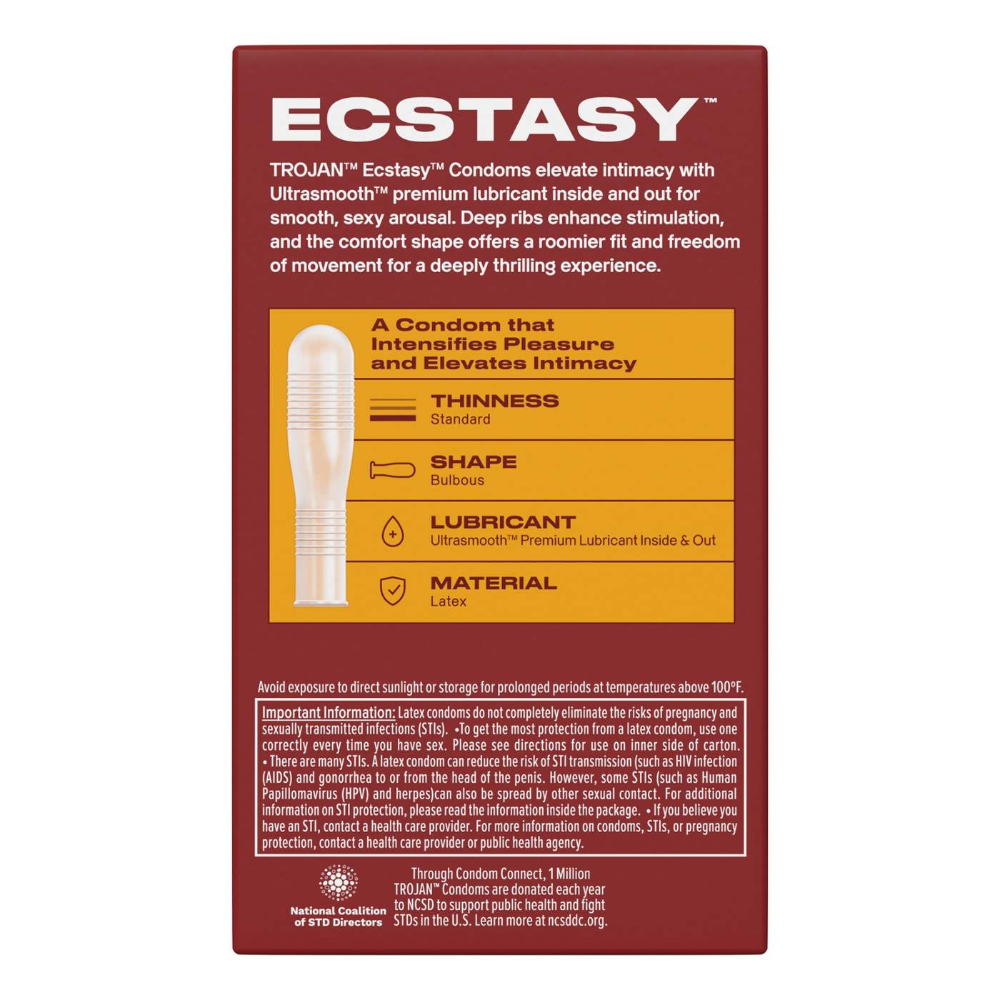 Trojan Ecstasy Ultra Ribbed Lubricated Condoms; image 3 of 8