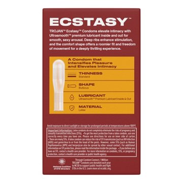 Trojan Ecstasy Ultra Ribbed Lubricated Condoms, 10 ct