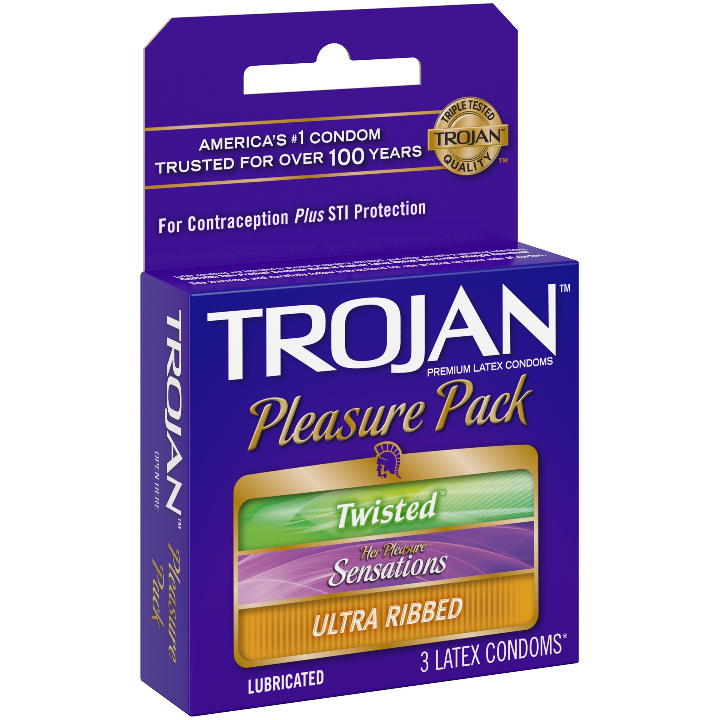 Trojan Pleasure Pack Latex Condoms.