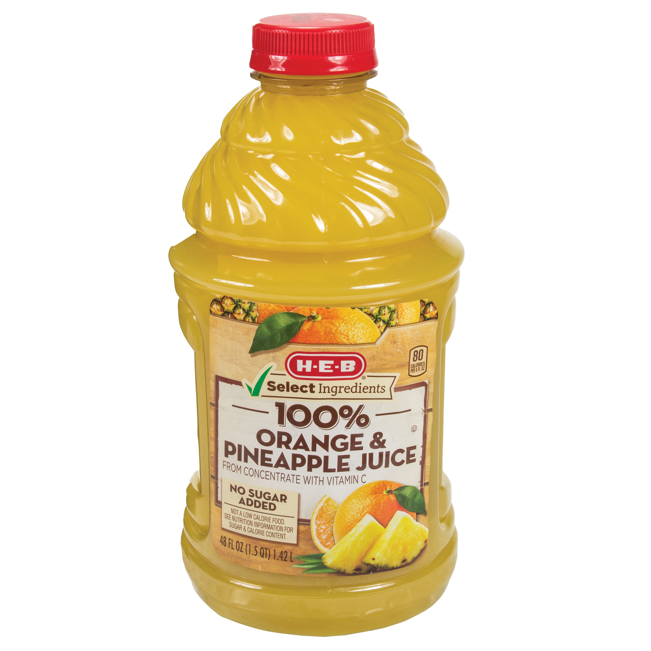 H‑e‑b select ingredients it's juice 100% orange pineapple juice ...