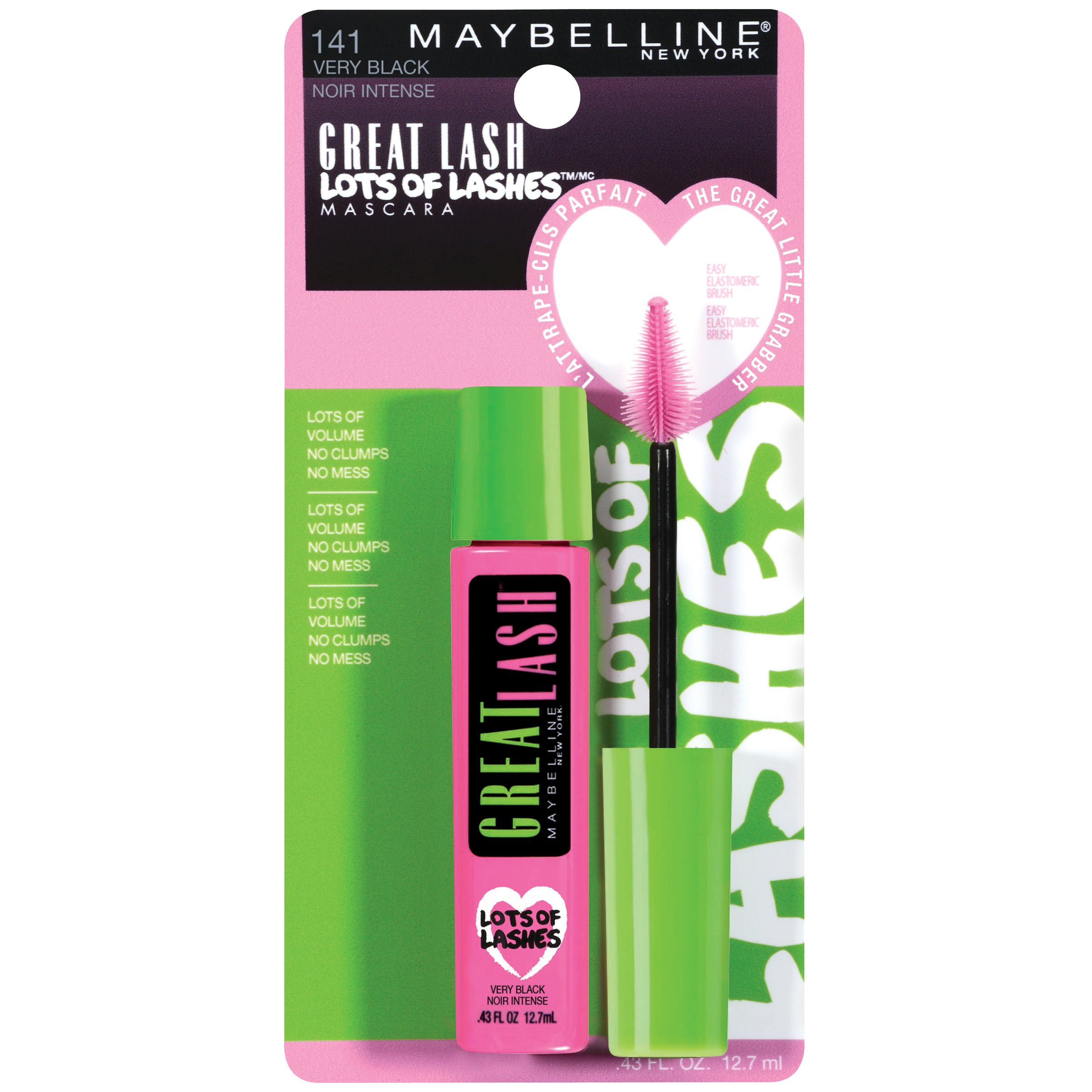 Maybelline Great Lash Lots Of Lashes Washable Mascara, Very Black ...