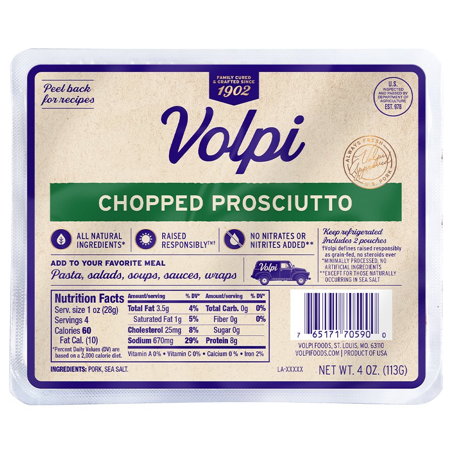 Volpi Chopped Prosciutto, 4 oz