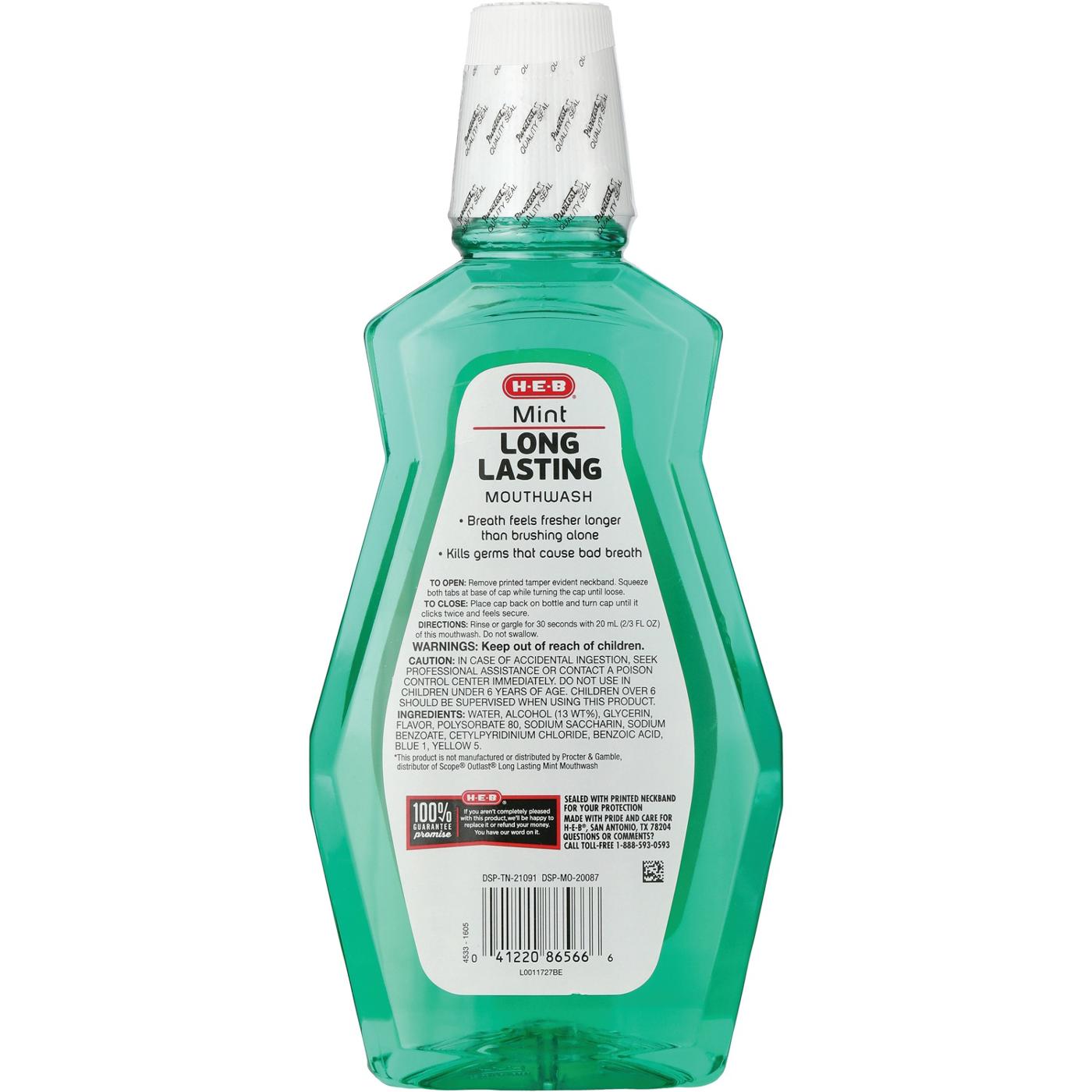 H-E-B Long Lasting Mouthwash - Mint; image 2 of 2
