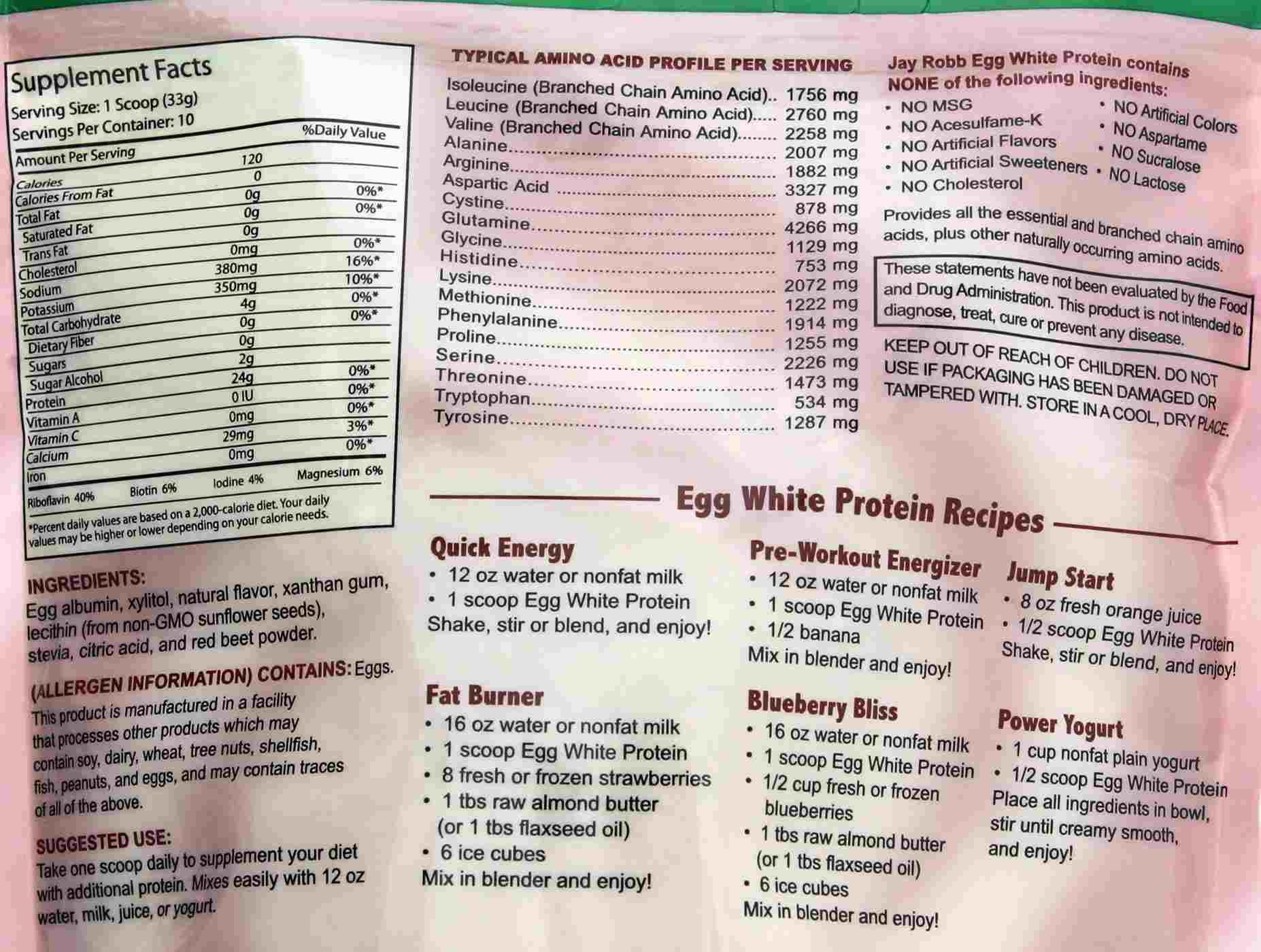 Jay Robb Strawberry Egg White Protein Powder Shop Diet & fitness at HEB