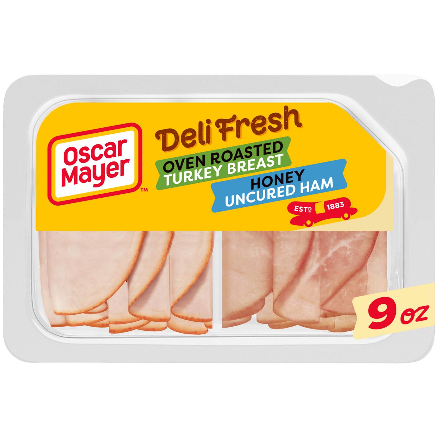 Oscar Mayer Deli Fresh Oven Roasted Turkey Breast & Smoked Uncured Ham Sliced Lunch Meat - Variety Pack; image 1 of 6