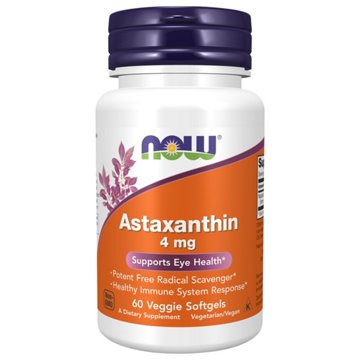 NOW Astaxanthin 4 mg Veggie Softgels, 60 ct
