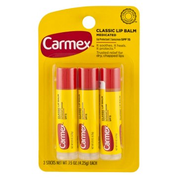 Carmex Moisturizing SPF 15 Lip Balm, 3 ct