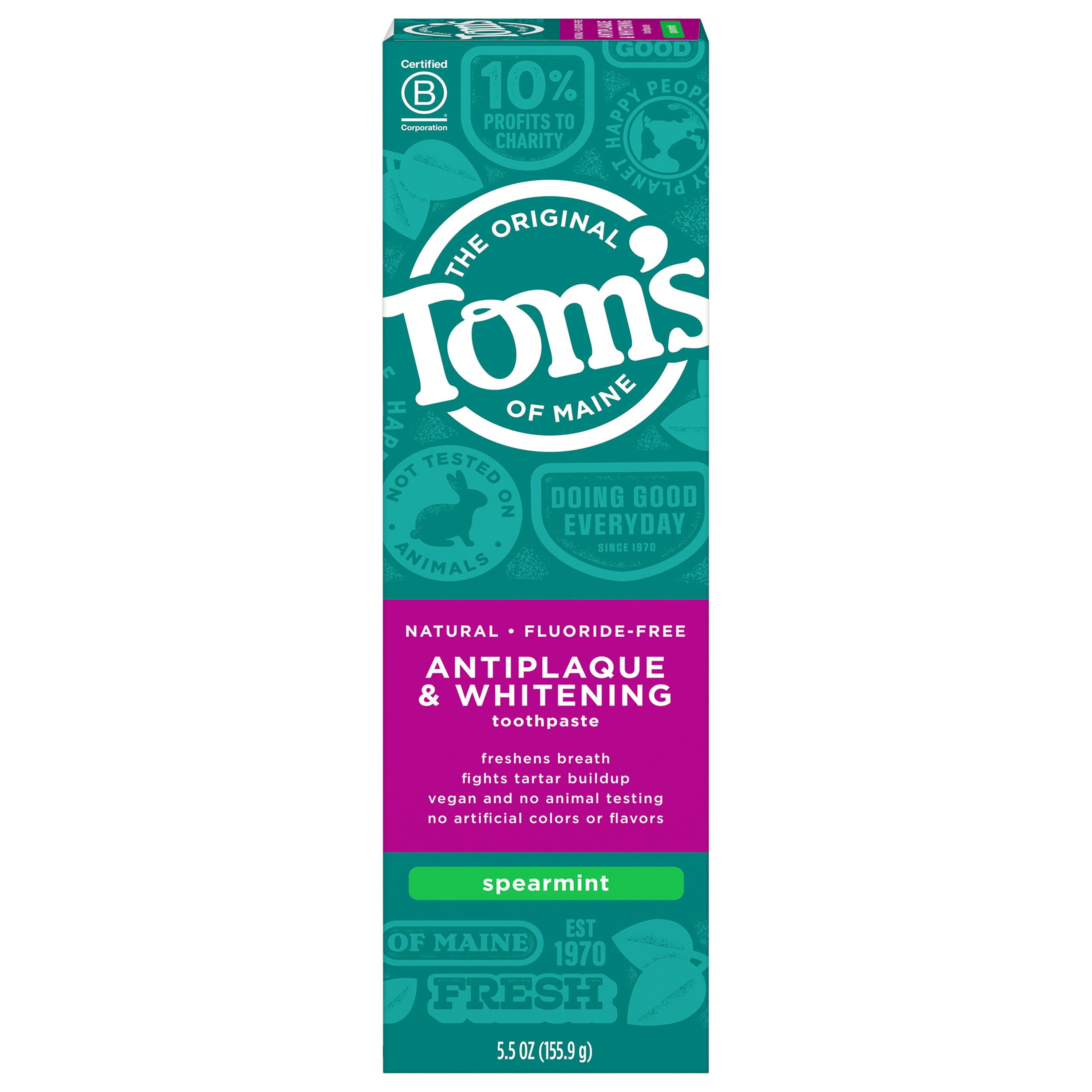 Tom's of Maine FluorideFree Antiplaque & Whitening Spearmint Toothpaste Shop Toothpaste at HEB