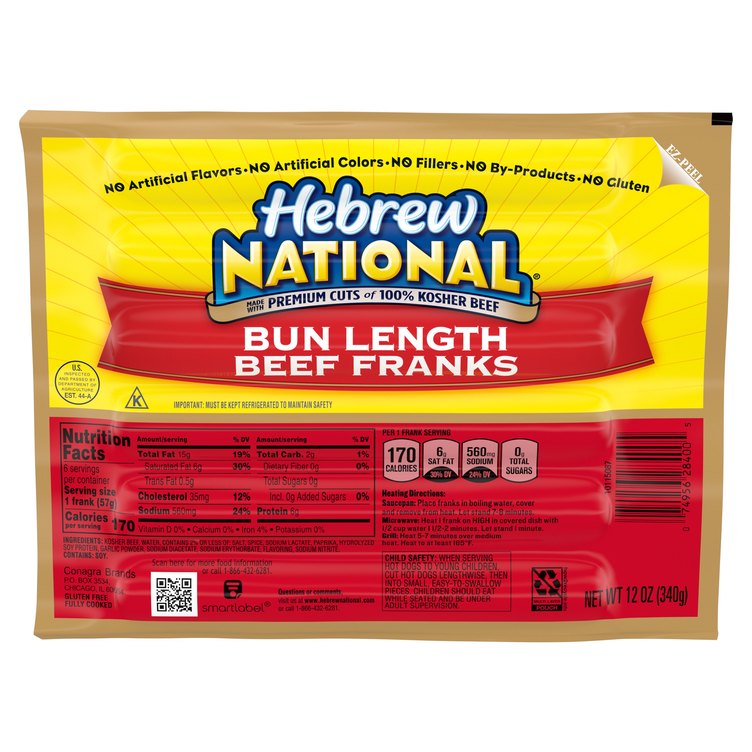 Hebrew National Bun Length Beef Franks Shop Hot Dogs At H E B