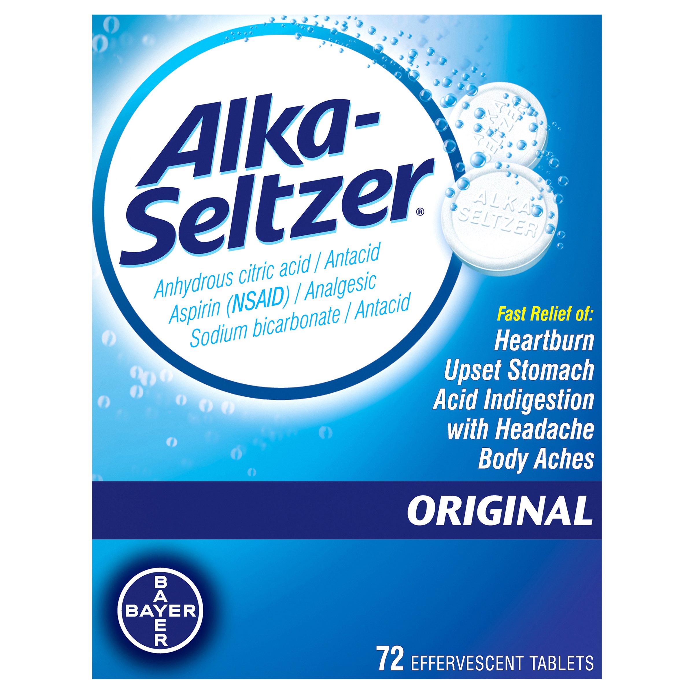 Alka-Seltzer Antacid & Pain Relief Effervescent Tablets - Original, 72 ct