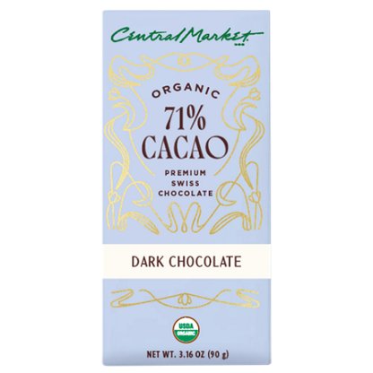 Central Market Organic 71% Cacao Dark Chocolate Bar - Orange, 3.16