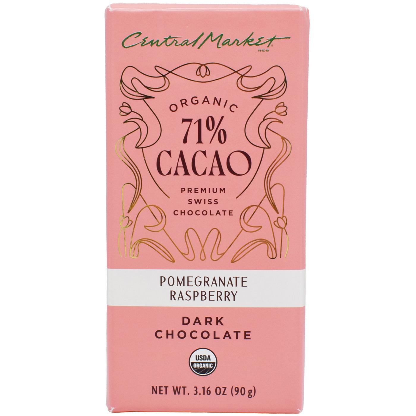 Central Market Organic 71% Cacao Dark Chocolate Bar - Pomegranate