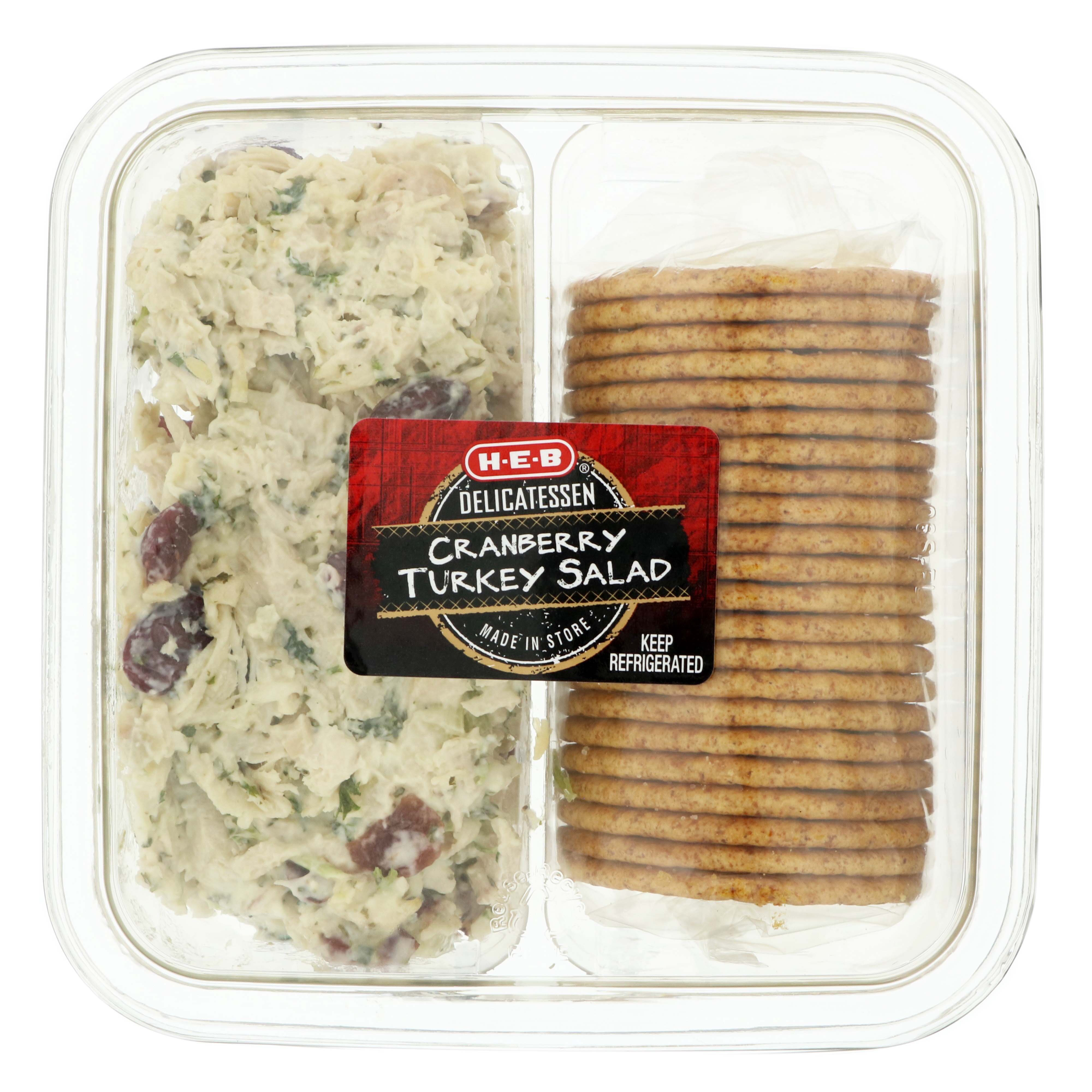 HEB Delicatessen Cranberry Turkey Salad with Whole Wheat Crackers