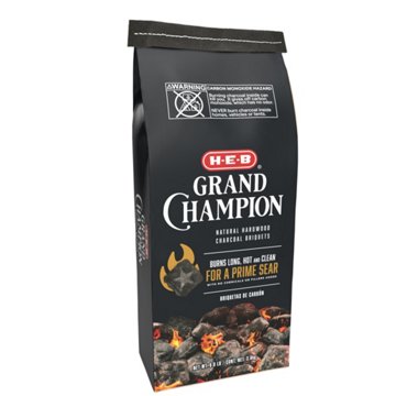 H-E-B Grand Champion Natural Hardwood Charcoal Briquets, 8 lb