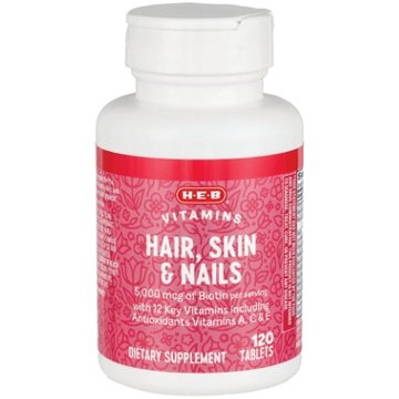 H-E-B Vitamins Hair Skin & Nails Tablets, 120 ct