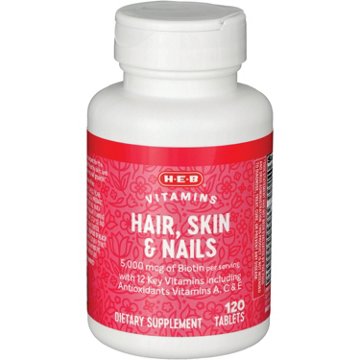 H-E-B Vitamins Hair Skin & Nails Tablets, 120 ct