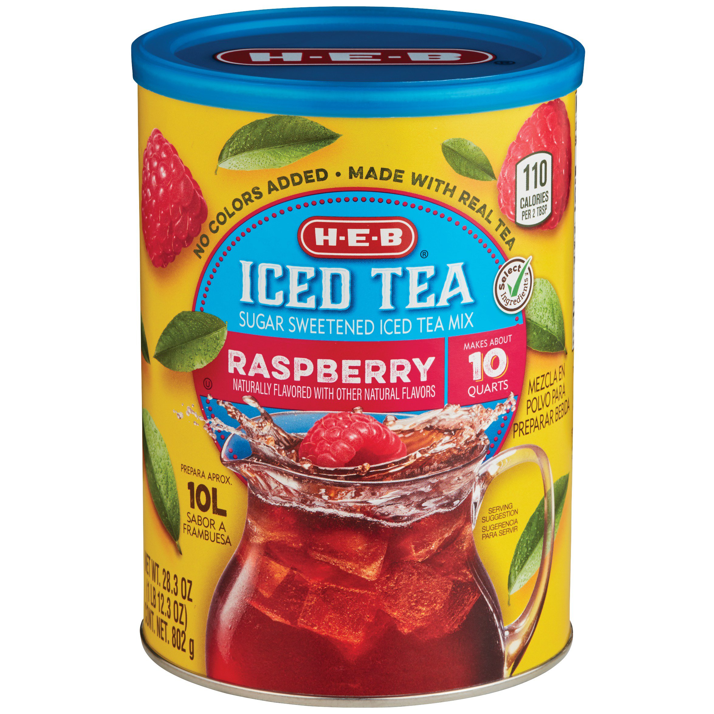 H-E-B Select Ingredients Raspberry Sugar Sweetened Iced Tea Mix - Shop ...