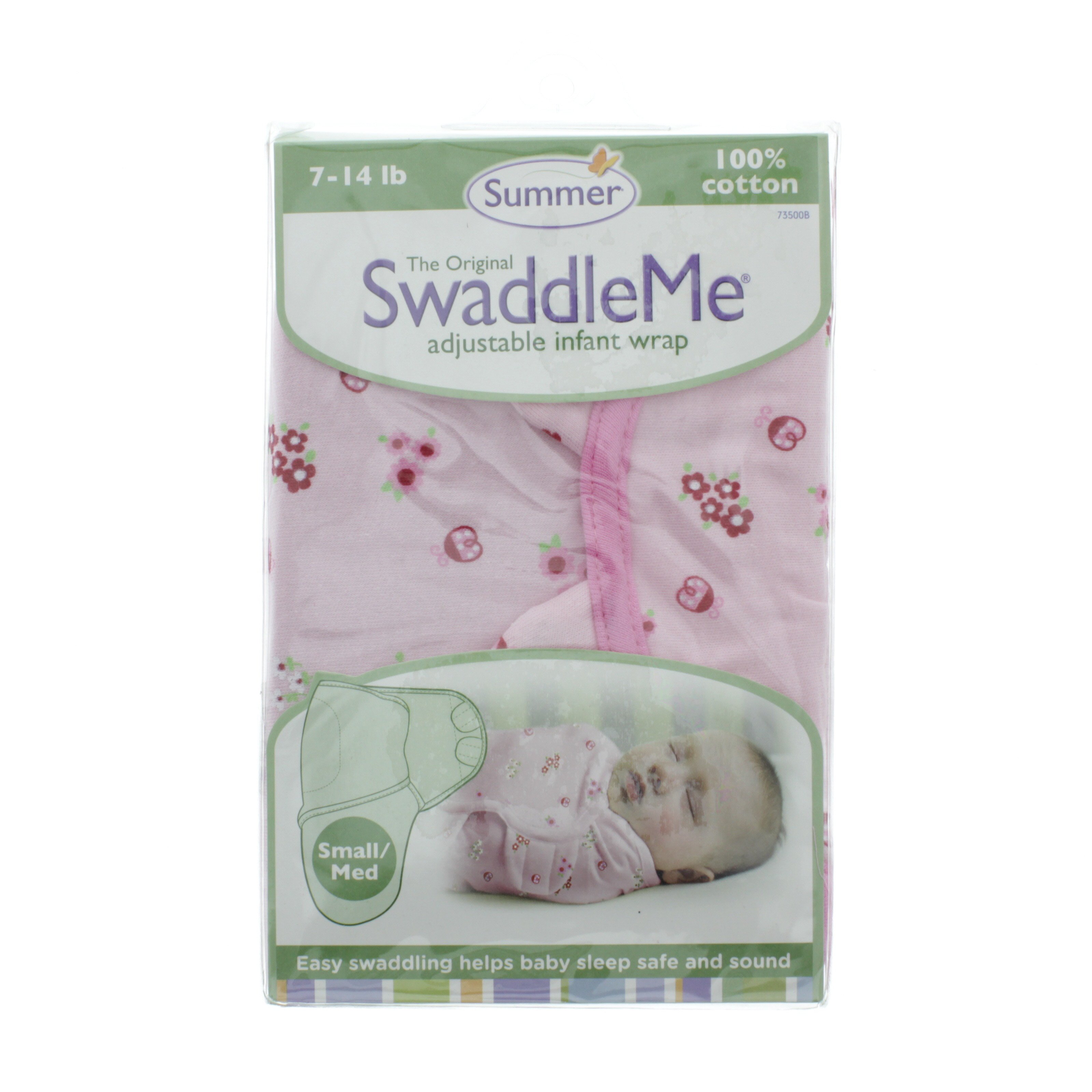 Summer Infant SwaddleMe Adjustable Infant Wrap, S/M Pink Ladybug Shop