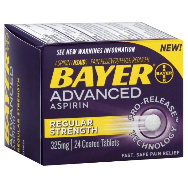 Bayer Advanced Aspirin Regular Strength Pain Reliever/Fever Reducer 325 ...