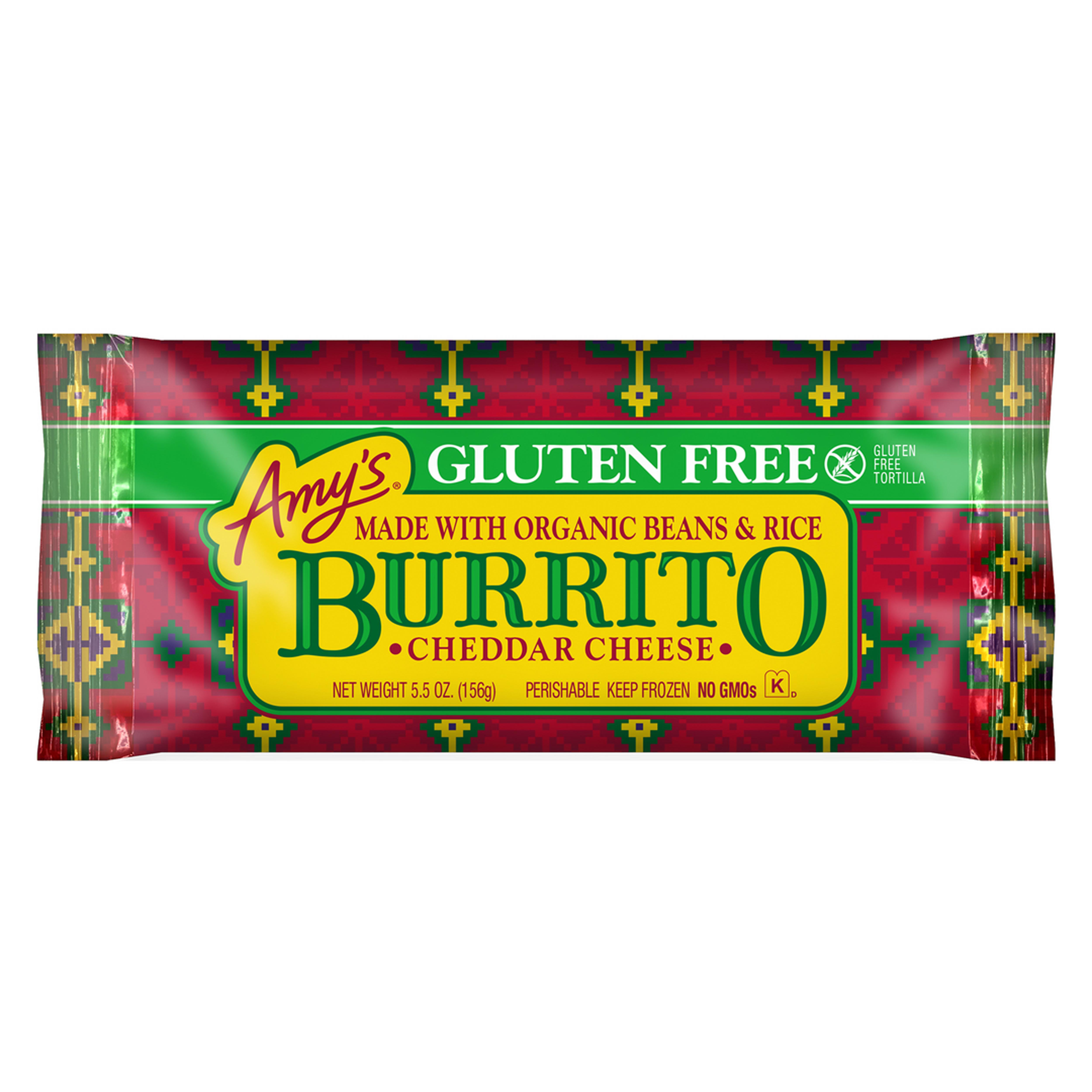 Amy's Frozen GlutenFree Cheddar, Bean & Rice Burrito Shop Entrees