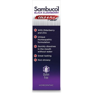 Sambucol Black Elderberry Homeopathic Cold & Flu Relief Quick Dissolve Tablets, 30 ct