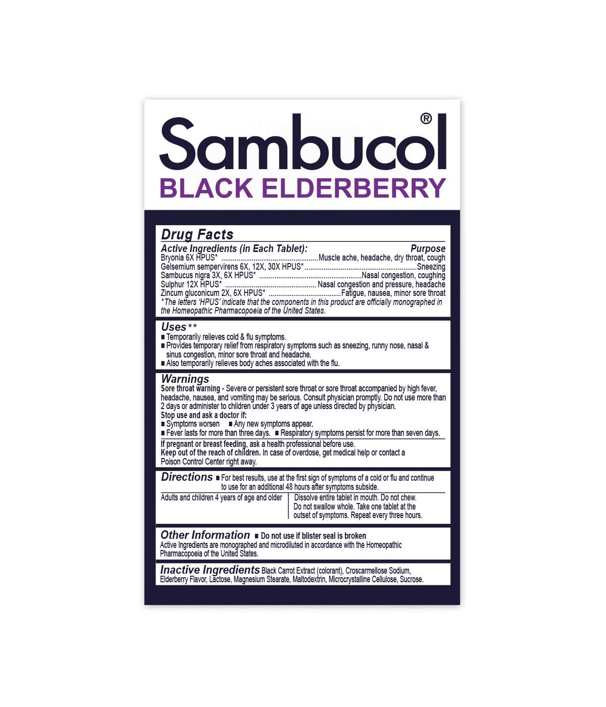 Sambucol Homeopathic Cold & Flu Relief Tablets; image 8 of 9