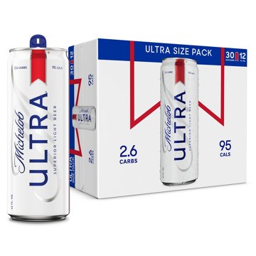 Michelob ULTRA Superior Light American Lager Beer Cans, 30 pack, 12 oz