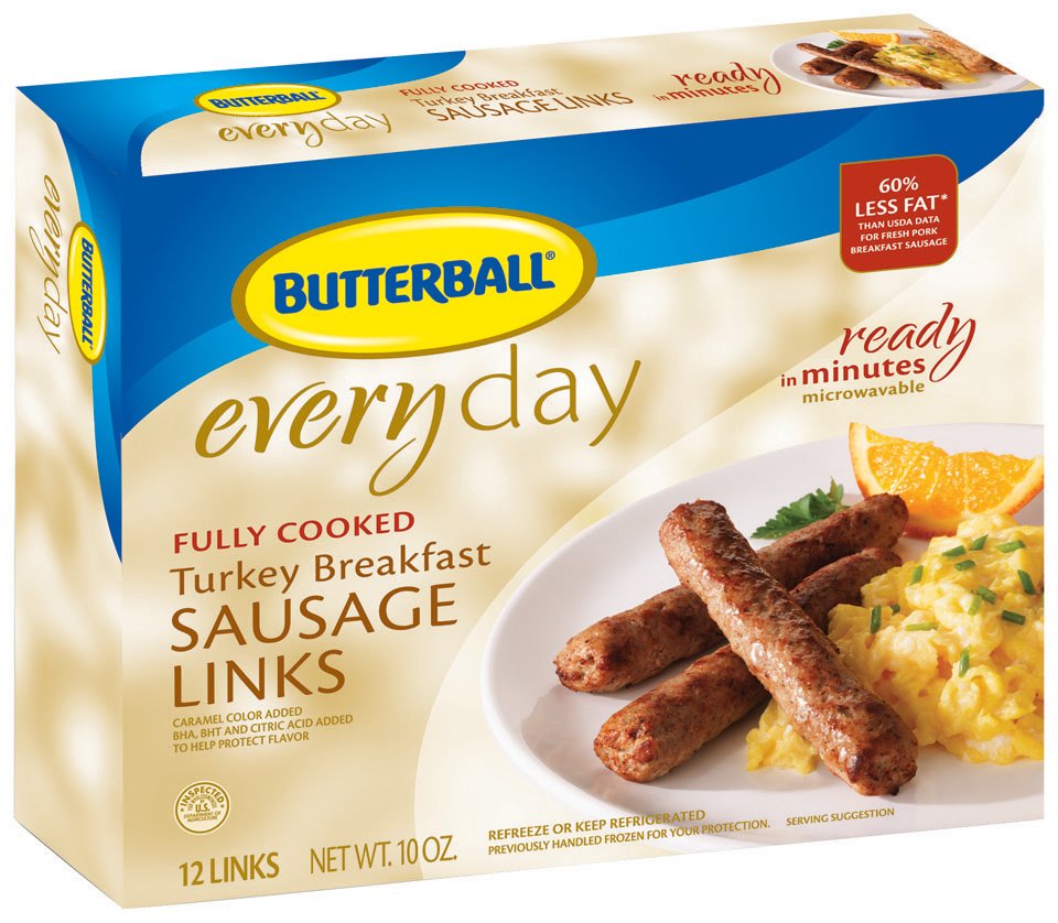 Butterball Everyday Fully Cooked Turkey Sausage Links Shop Sausages Hot Dogs At H E B