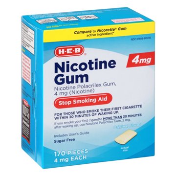 H-E-B Nicotine Gum Stop Smoking Aid - 4 mg, 170 ct