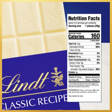 Lindt Classic Recipes White Chocolate Bar