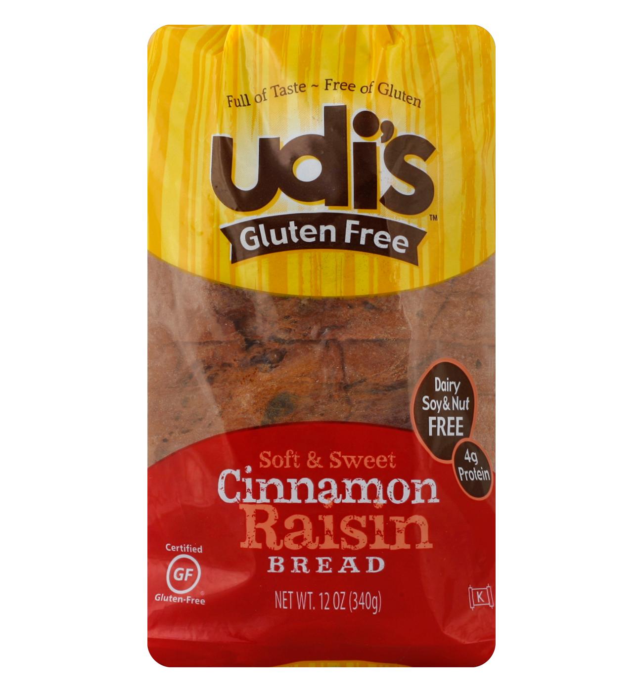 Udi's Gluten Free Cinnamon Raisin Bread; image 1 of 3