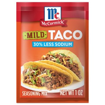 McCormick 30% Less Sodium Mild Taco Seasoning Mix, 1 oz
