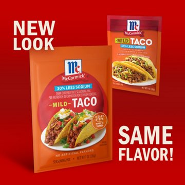 McCormick 30% Less Sodium Mild Taco Seasoning Mix, 1 oz