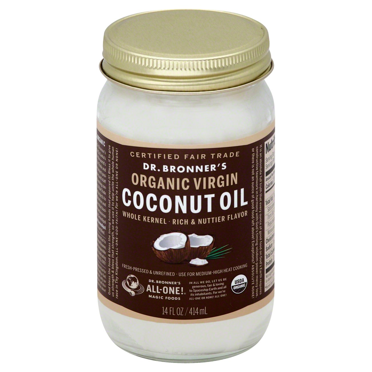 Dr. Bronner's Whole Kernel Organic Virgin Coconut Oil - Shop Oils at H-E-B