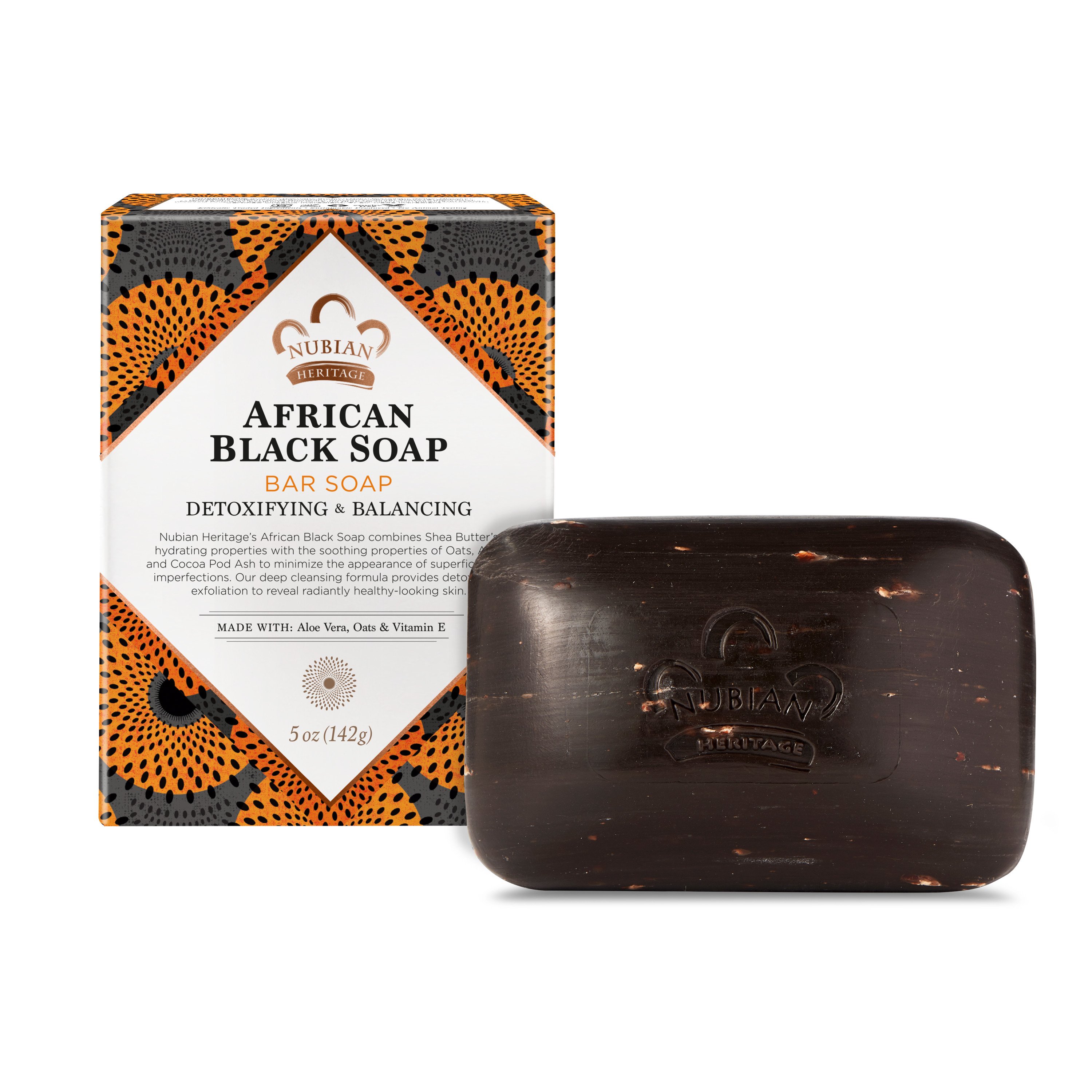 Nubian Heritage African Black Soap with Oats, Aloe, and Vitamin E