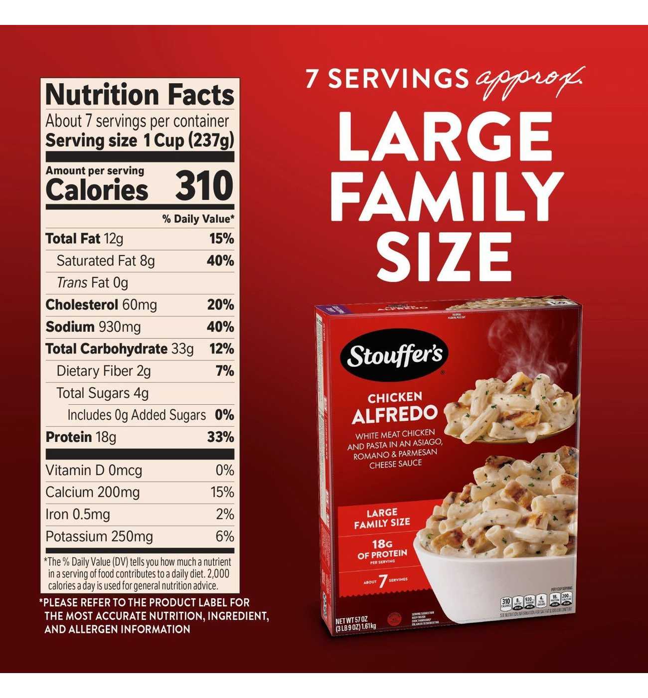 Stouffer's Chicken Alfredo Pasta Frozen Meal; image 2 of 8